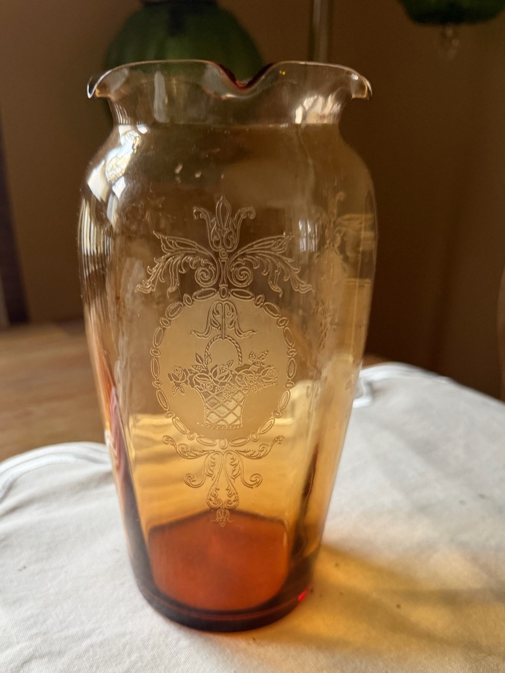 Tiffin Arcadian Amber Ruffled Vase